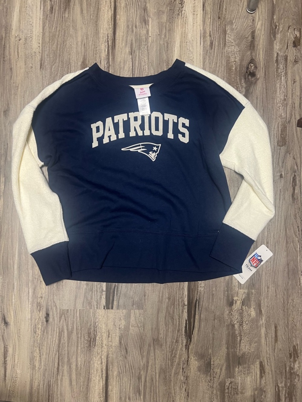 Patriots Navy and White Crewneck Pullover Sweatshirt